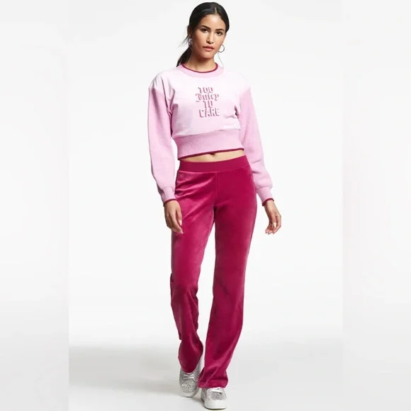 Juicy Couture Pink cropped velour sweater XS - Picture 3 of 5